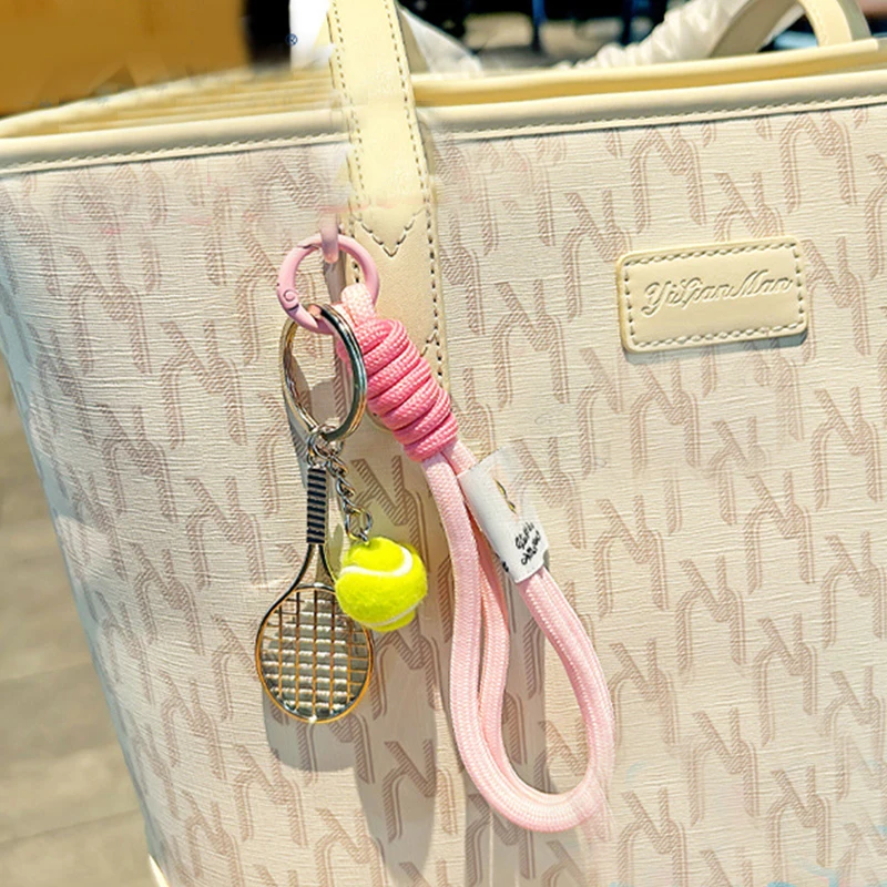 Tennis Hand Seil Schlüsselanhänger Herzform Perlen Anhänger Tasche Charm Paar Zubehör Geschenk Image