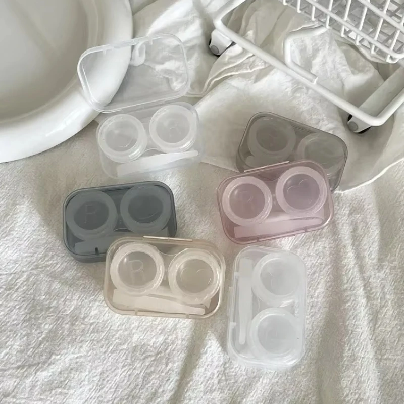 Nouvelle boîte à lentilles de Contact transparente pour femmes, conteneur de stockage de Contacts colorés de voyage, étui pour lentilles de Contact avec pince à épiler