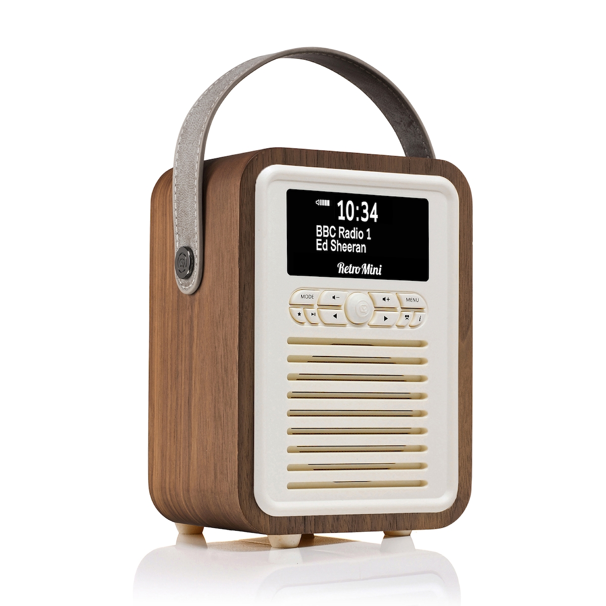 VQ – Retro Mini – Radio – DAB/DAB+ Digitalradio mit UKW, Bluetooth-Lautsprecher, Wecker, USB-Ladeanschluss, Echtholzgehäuse – Braunes Design von VQ Image