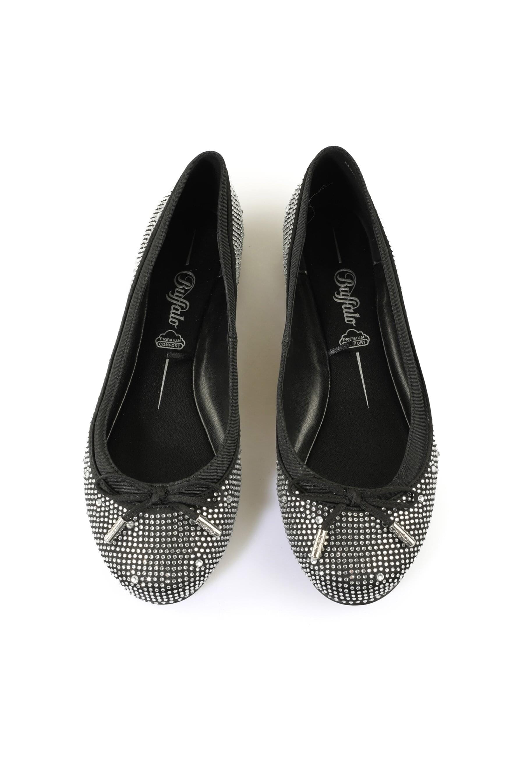 Trainingsschuh BUFFALO "Buffalo Glam -Vegan Satin", Damen, Gr. 36, schwarz, silber, Kunstfaser, unifarben, Schuhe