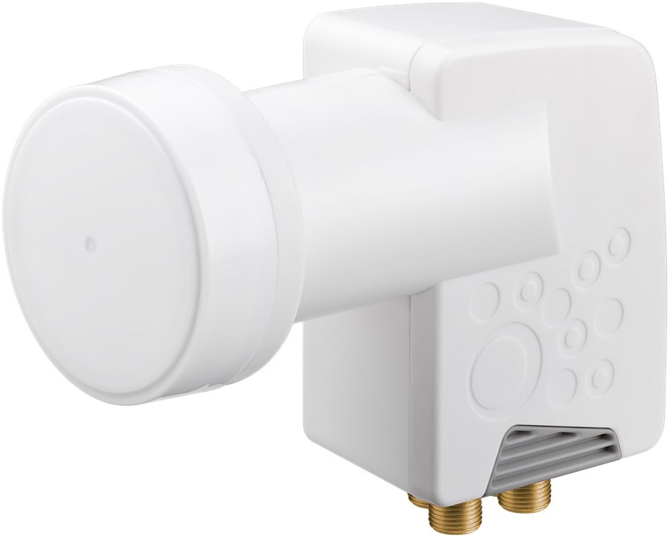 Goobay 67272 Universal Quad LNB, Weiß-Grau - digitaler SAT-LNB (DVB-S2) für 4 Teilnehmer (4K/HDTV/3D Empfang) Image