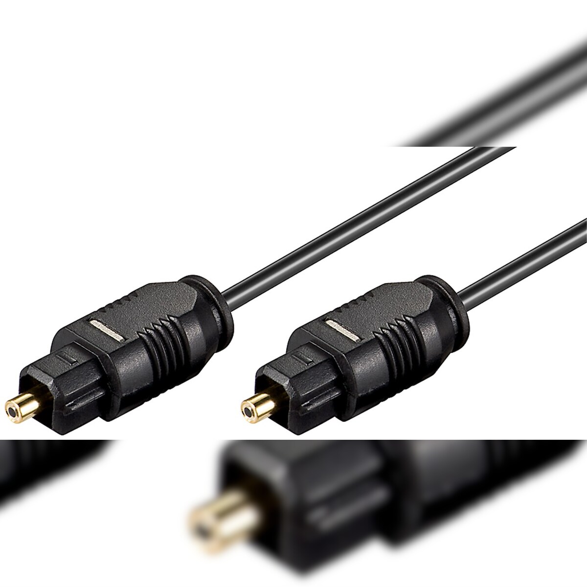 Goobay 50447 Lichtwellenleiterkabel, 2 m, Schwarz - Toslink-Stecker > Toslink-Stecker, ø 2,2 mm Image