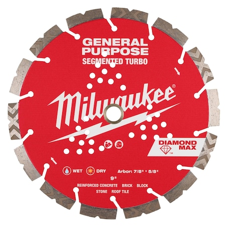 MILWAUKEE TOOL 49-93-9009 9" DIAMOND MAX Segmented Turbo, General Purpose