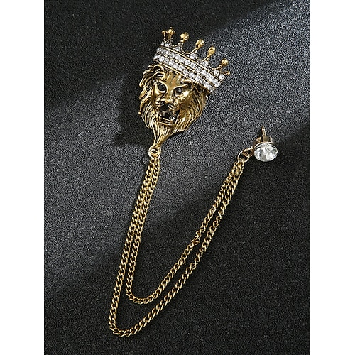 Weihnachts-Anstecknadel für Herren mit Hirsch-, Drachen-, Löwen- und Kronenmotiven, Legierungsmaterial, festliches Accessoire für Feiertagspartys und Geschenke, mehrere Muster Image