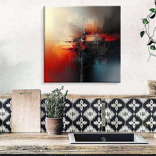 handgefertigtes Ölgemälde auf Leinwand, Wandkunst, Dekoration, modern, abstrakt, für Zuhause, Esszimmer, Dekoration, gespannter Rahmen, hängendes Gemälde/gerolltes rahmenloses, ungedehntes Gemälde Image