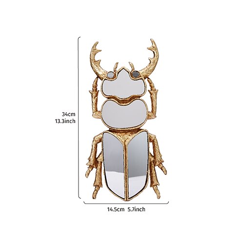 1 Stück, ein modernes Harzmaterial mit einer goldenen Spiegelkäferform für die Heimdekoration. Das spiegelähnliche Oberflächendesign ist ein Sammlerstück für Insektenliebhaber und eignet sich für die Image
