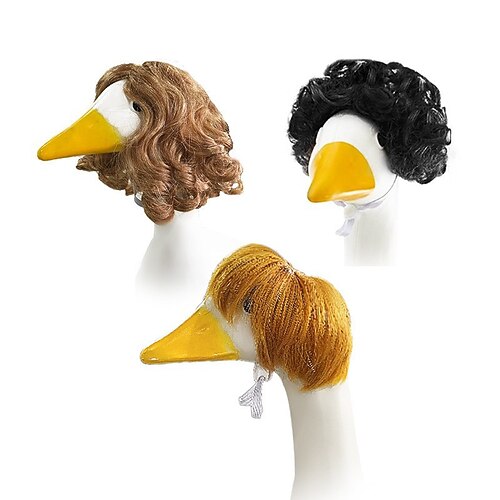 1 Stück Garten-Gans-Outfits Perücken - Festliches kurzes lockiges Garten-Gans-Kostüm-Set thematische Perücken für Ferienhof Patio und Gartendekor Valentinstagsgeschenk