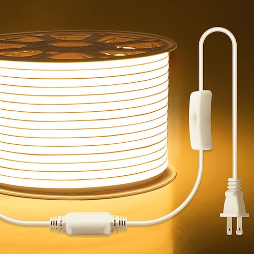 6,5-164 ft COB Outdoor-LED-Streifenleuchten wasserdicht AC110V Hochspannungs-COB-LED-Lichtschlauchschalter mit Stecker hohe Dichte außen IP65 flexibles Bandlicht Image