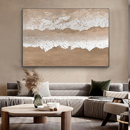 handgefertigtes Ölgemälde auf Leinwand, Wandkunst, Dekoration, moderne abstrakte Ozeanwellenlandschaft für die Inneneinrichtung, gerolltes, rahmenloses, ungedehntes Gemälde Image