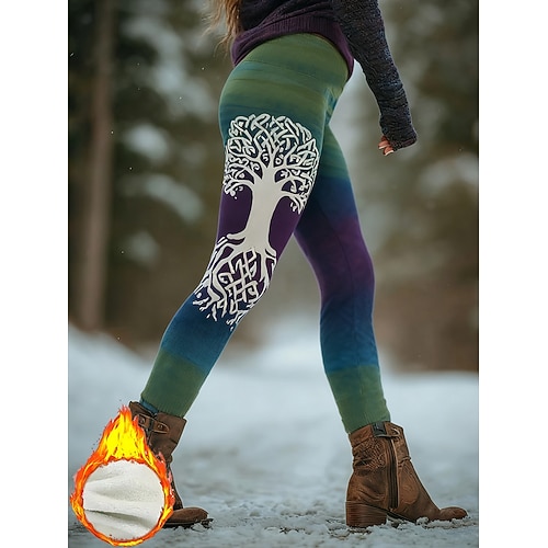 Vikinger Boho Slacks Leggings Gemütliche Leggings Urlaub Vintage Streetwear Lange Hohe Taille Grafisches Geometrisches Muster Elastischer Bund Druck Thermisch Warm Bequem Gemütlich Dehnbar Urlaub Image