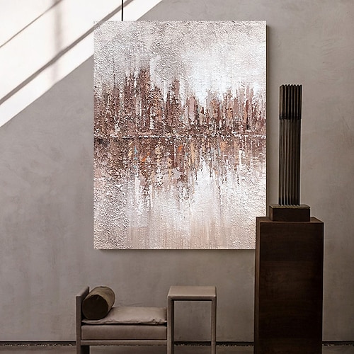 handgemachtes Ölgemälde auf Leinwand, Wandkunst, Dekoration, Retro, abstrakt, für Heimdekoration, gespannter Rahmen, hängendes Gemälde/gerolltes rahmenloses, ungedehntes Gemälde Image