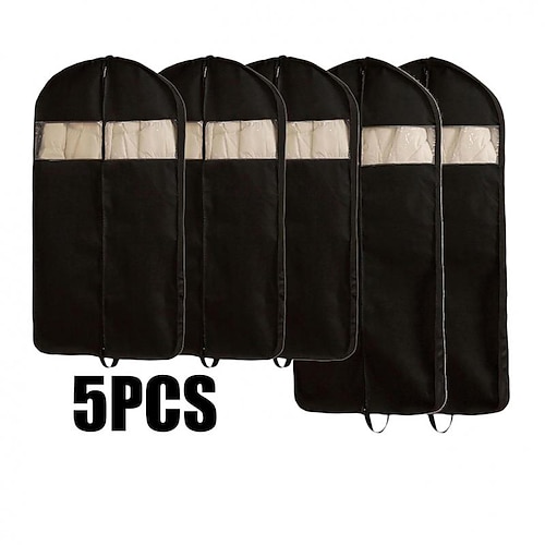 5 Kleidersäcke zum Aufhängen mit Sichtfenster, dicke Vlies-Kleiderhüllen, staubdichte Kleidersäcke für Schränke, Mäntel, Jacken und Daunenmäntel Image