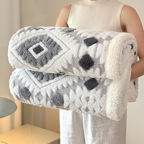 doppellagige Taft-Fleecedecke, dicke Sherpa-Überwurfdecke, kationische weiche Plüsch-Sofadecke, vielseitig verwendbare, gemütliche Geschenkdecke Image