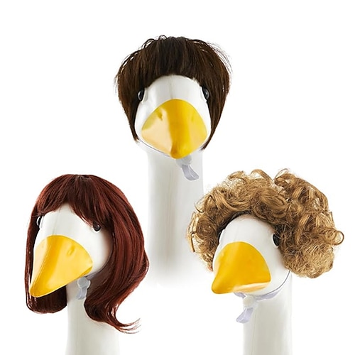 1 Stück Garten-Gans-Outfits Perücken - Festliches kurzes lockiges Garten-Gans-Kostüm-Set thematische Perücken für Ferienhof Patio und Gartendekor Valentinstagsgeschenk Image