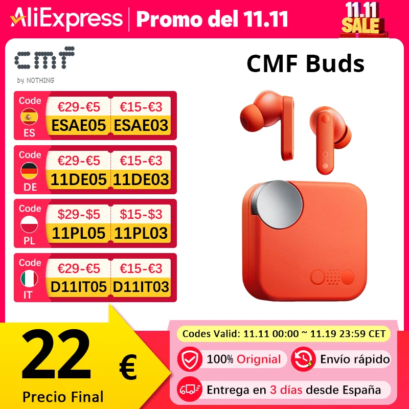 Version globale Écouteur bluetooth sans fil Bluetooth CMF Buds Suppression du bruit Jusqu