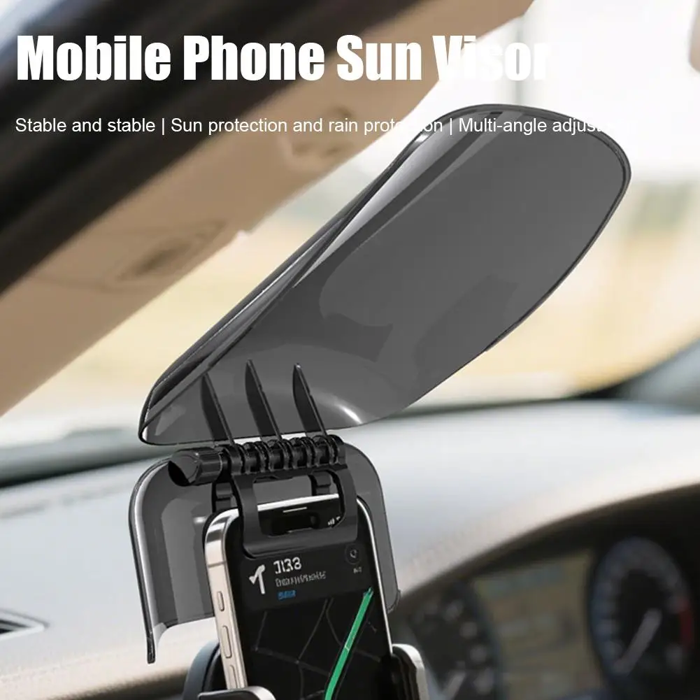 Sun Visor Phone Holder for Car, Adjustable Foldable Cell Phone Mount Clip with Rotation, Hands Free Easy Install GPS Navigation
