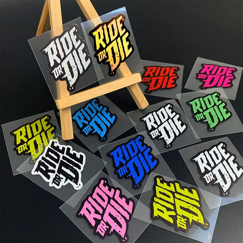 Autocollants de moto RIDE OR DIE, 1 pièce, imperméables, pour casque de moto, réservoir de carburant, cadre de Tube supérieur de vélo vtt, autocollants en vinyle de cyclisme, DIY bricolage