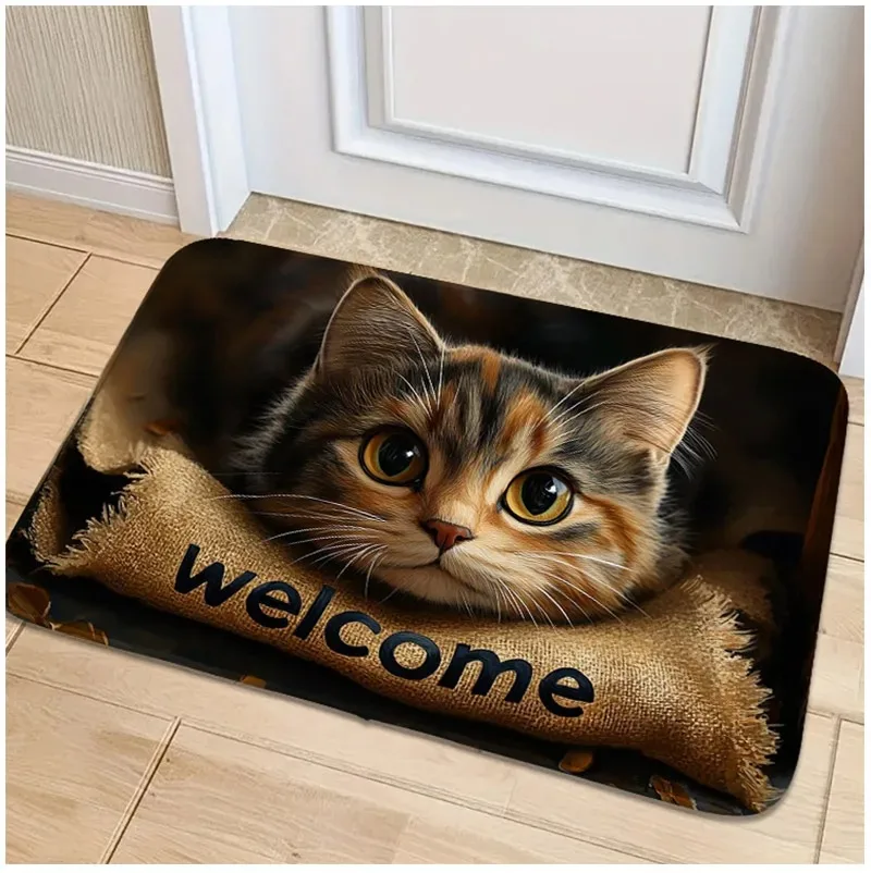 Cute Animal Welcome Doormat Kitchen Rug Bathroom Mat Washroom Floor Mat Carpet for Entrance Door Door Mat Funny Home Decoration