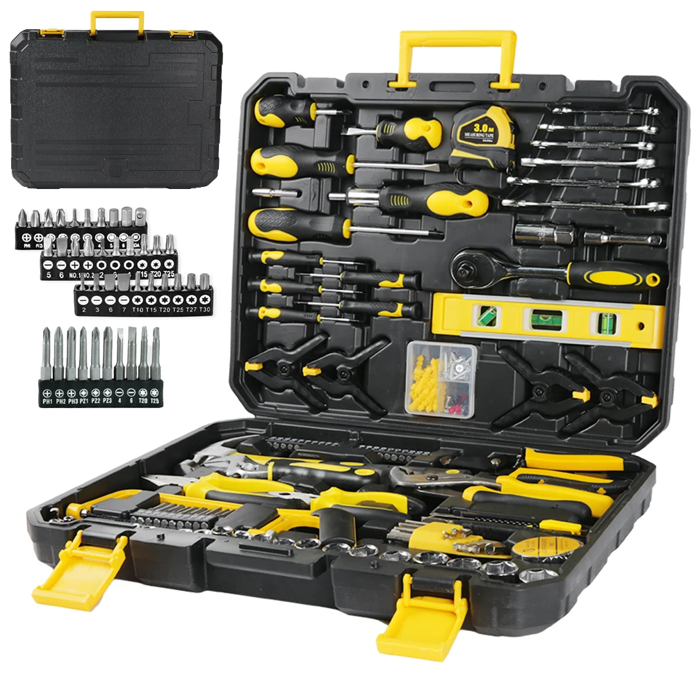 158 pièces jeu de clés à douille outil de réparation de voiture paquet combiné ensemble d'outils mixtes embouts de tournevis outil à main avec boîte à outils en plastique
