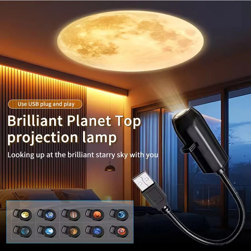USB LED Star Galaxy Projektorlampe Mond Erde Nachtlicht Wand umschaltbares Muster Projektionslampe für Zuhause Schlafzimmer Dekoration Image
