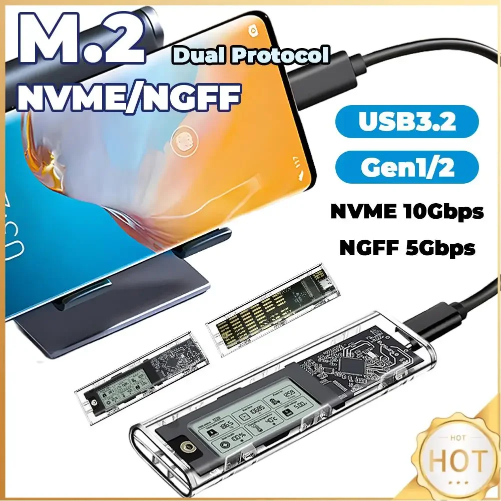 M.2 NVME/NGFF Dual Protocol Solid State Drive Case Wiederverwendbares Typc3.2 Festplattengehäuse USB Externer M.2-Adapter SL-TN10-P-AC Image