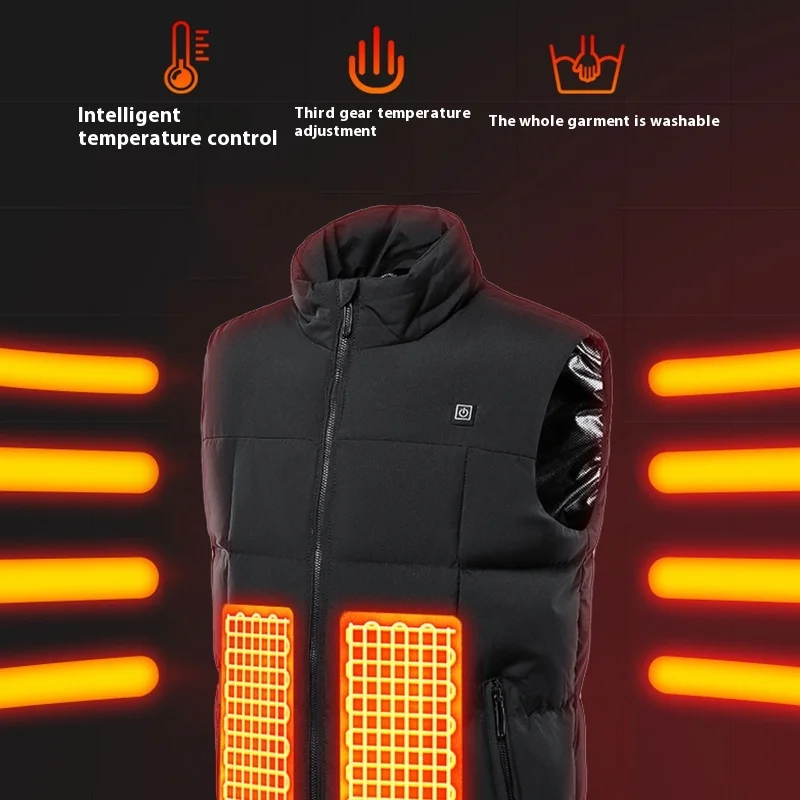 Herbst Winter Beheizte Baumwolle Weste männer Kragen Casual Doppel Control Intelligente Heizung Motorrad Fahrer Weste Wärme Kleidung Image