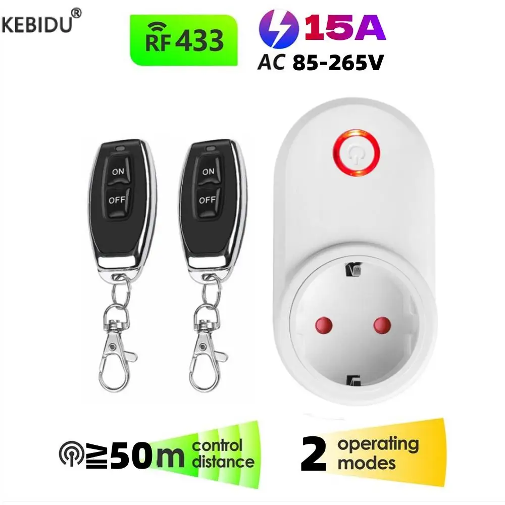 433 Mhz Wireless Smart Fernbedienung Steckdose Schalter 220 V 3000W15A EU FR Universal Stecker Fernbedienung EIN AUS Steckdosen für Licht Image