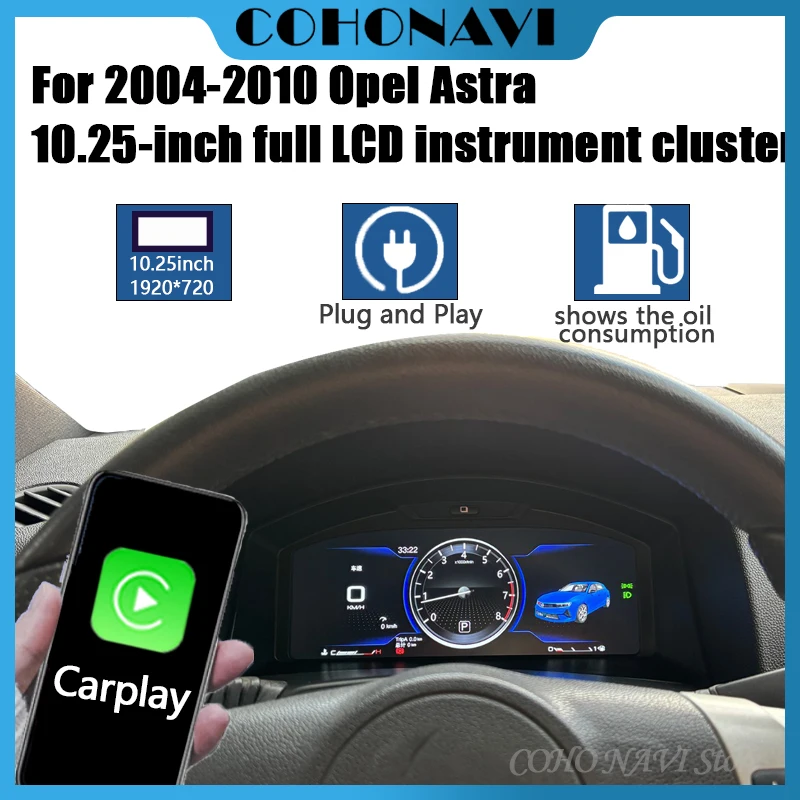 10,25 Zoll LCD Digital Dashboard Cluster Digital für 2004-2010 Opel Astra Virtual Cockpit Instrument Image