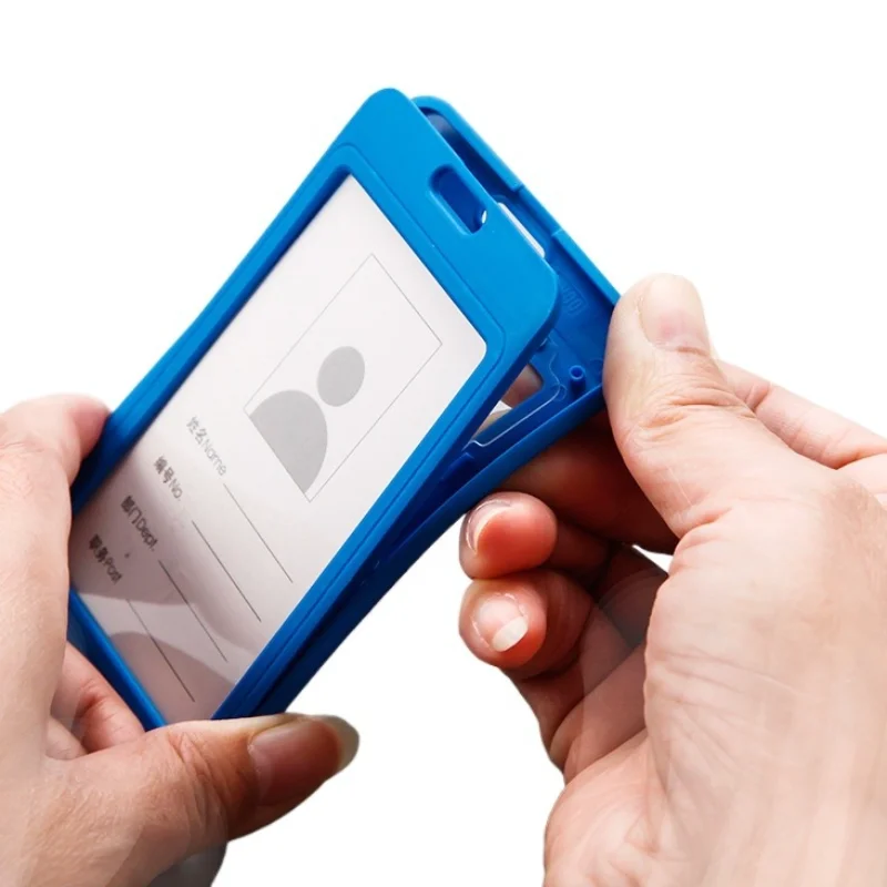 Porta carte d'identità con targhetta identificativa in plastica trasparente bifacciale Porta carte di credito aziendale Porta badge Custodia per permesso di lavoro