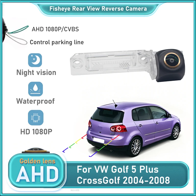 AHD Fisheye-Rückfahrkamera mit Nachtsicht für Volkswagen Golf 5 Plus CrossGolf Cross Golf 2004 2005 2006 2007 2008 Auto-Parkhilfe Image