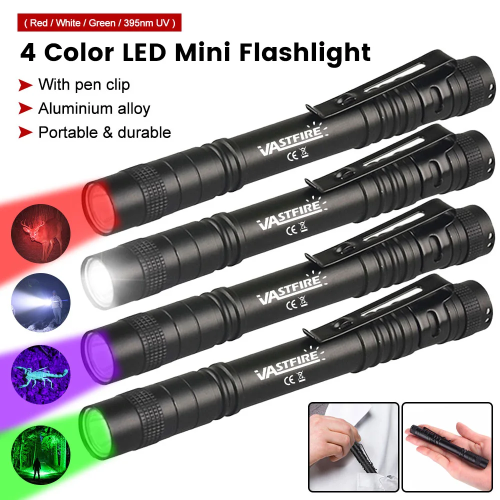 1/3 PCS Mini Tragbare LED Stift Licht Grün/Weiß/395NM/Rot Licht Tasche Ultra Helle Handheld taschenlampe Linterna Taschenlampe Outdoor Image