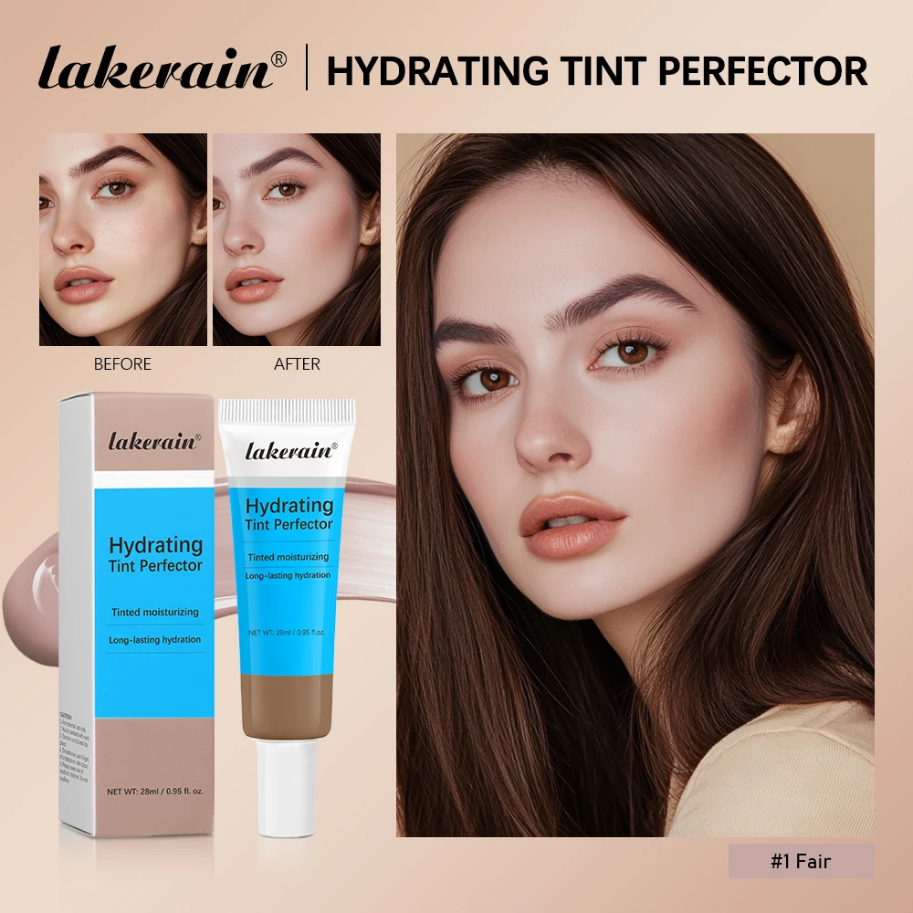 Lakerain Liquid Foundation Cream, feuchtigkeitsspendend, leicht, getönte, feuchtigkeitsspendende Creme, Concealer, langanhaltendes Make-up auf der Gesichtsbasis Image