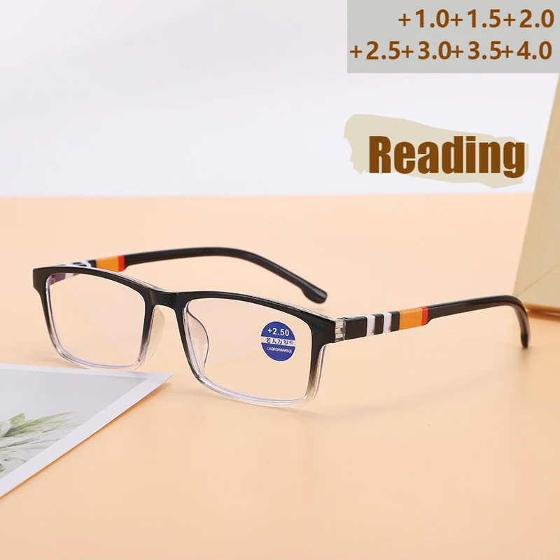 Neue bedruckte Anti-Blaulicht-Lesebrille, modische Lesebrille mit Federbeinen, Lesebrille für ältere Menschen 653 Image