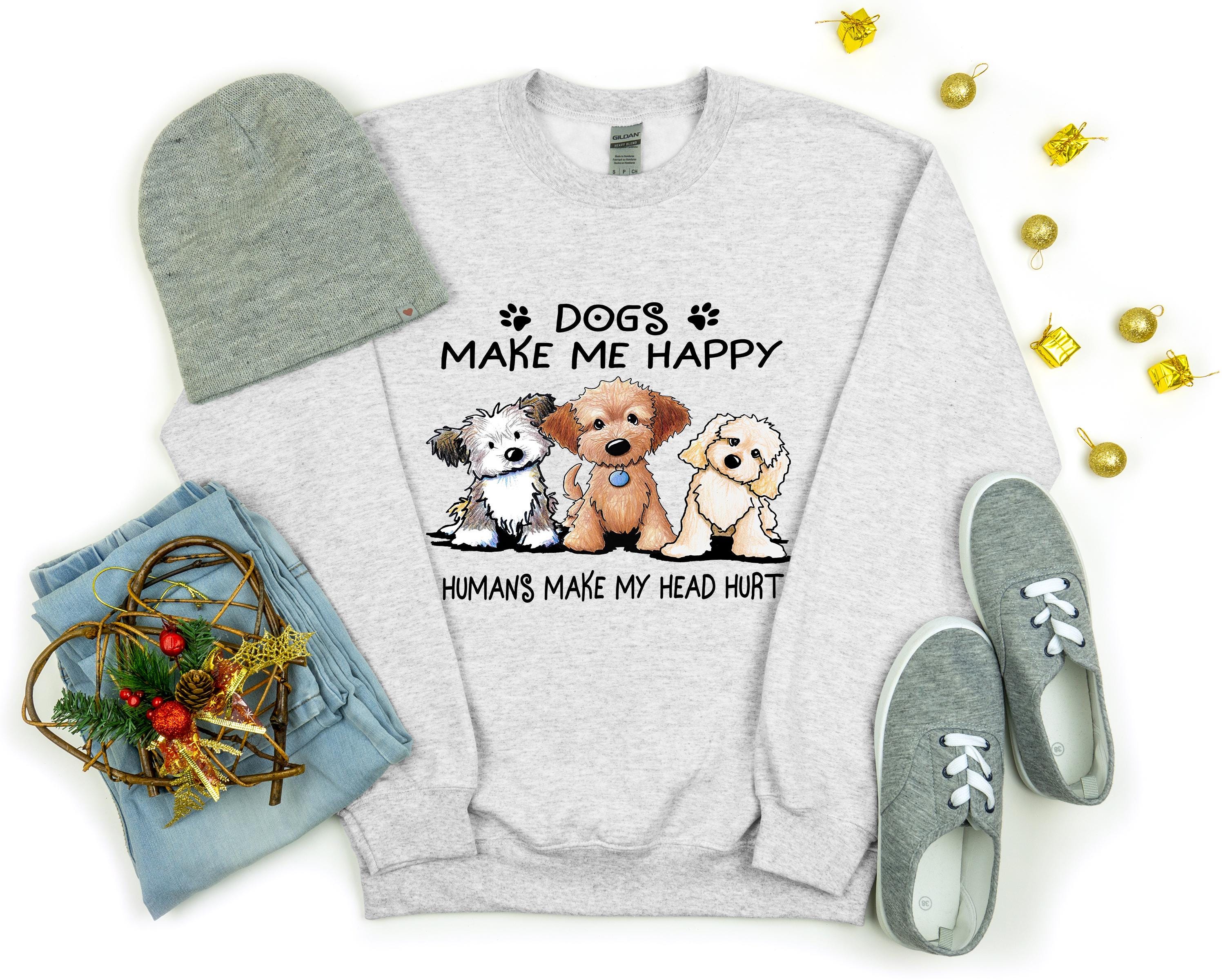 "Maglietta divertente per gli amanti dei cani: maglietta grafica \"I cani mi rendono felice\""