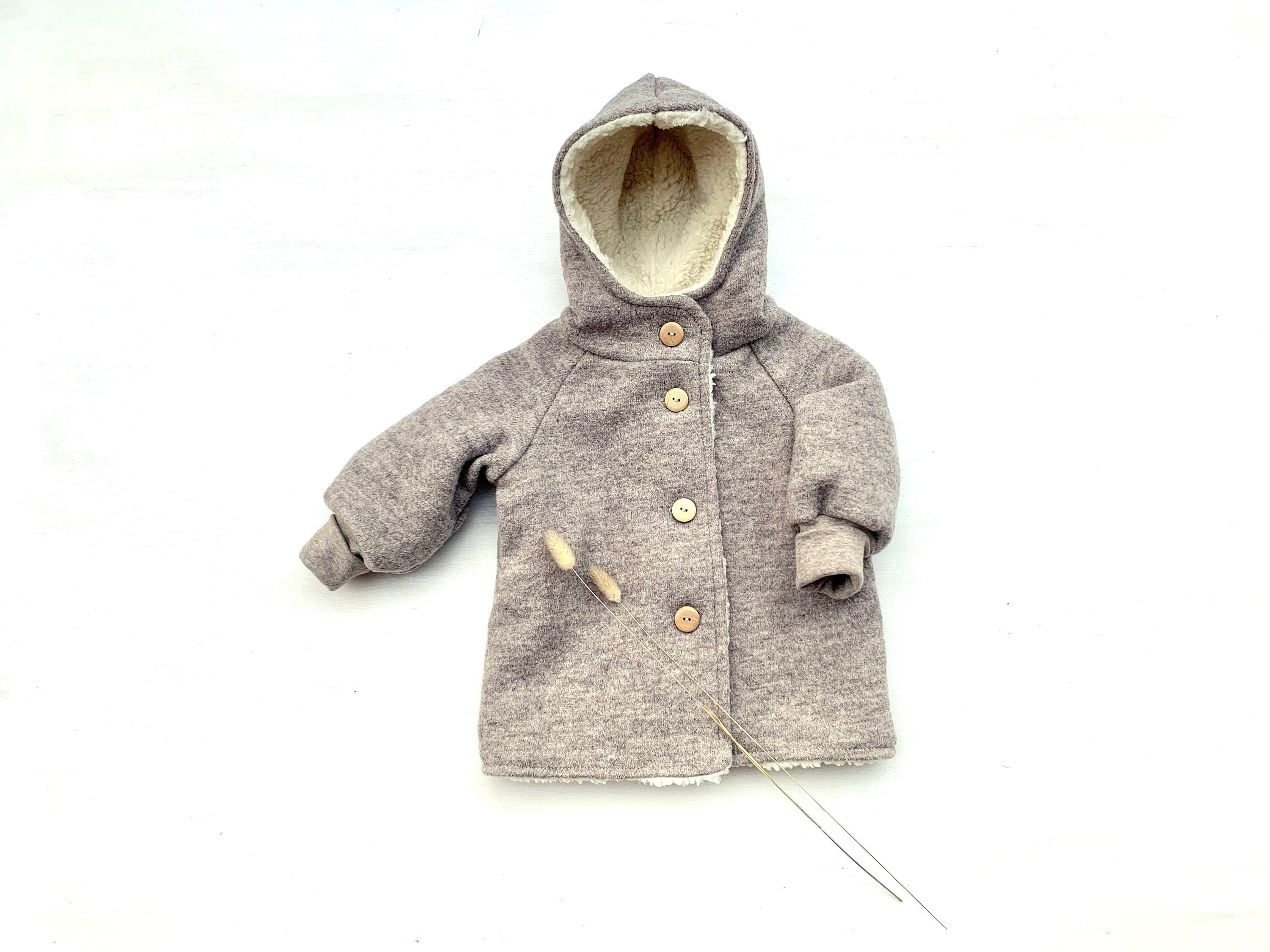 Giacca da passeggio lana vergine fodera in orsetto screziato beige cotone | Giacca per bambini, giacca da passeggio, giacca da ragazzo, giacca da bamb