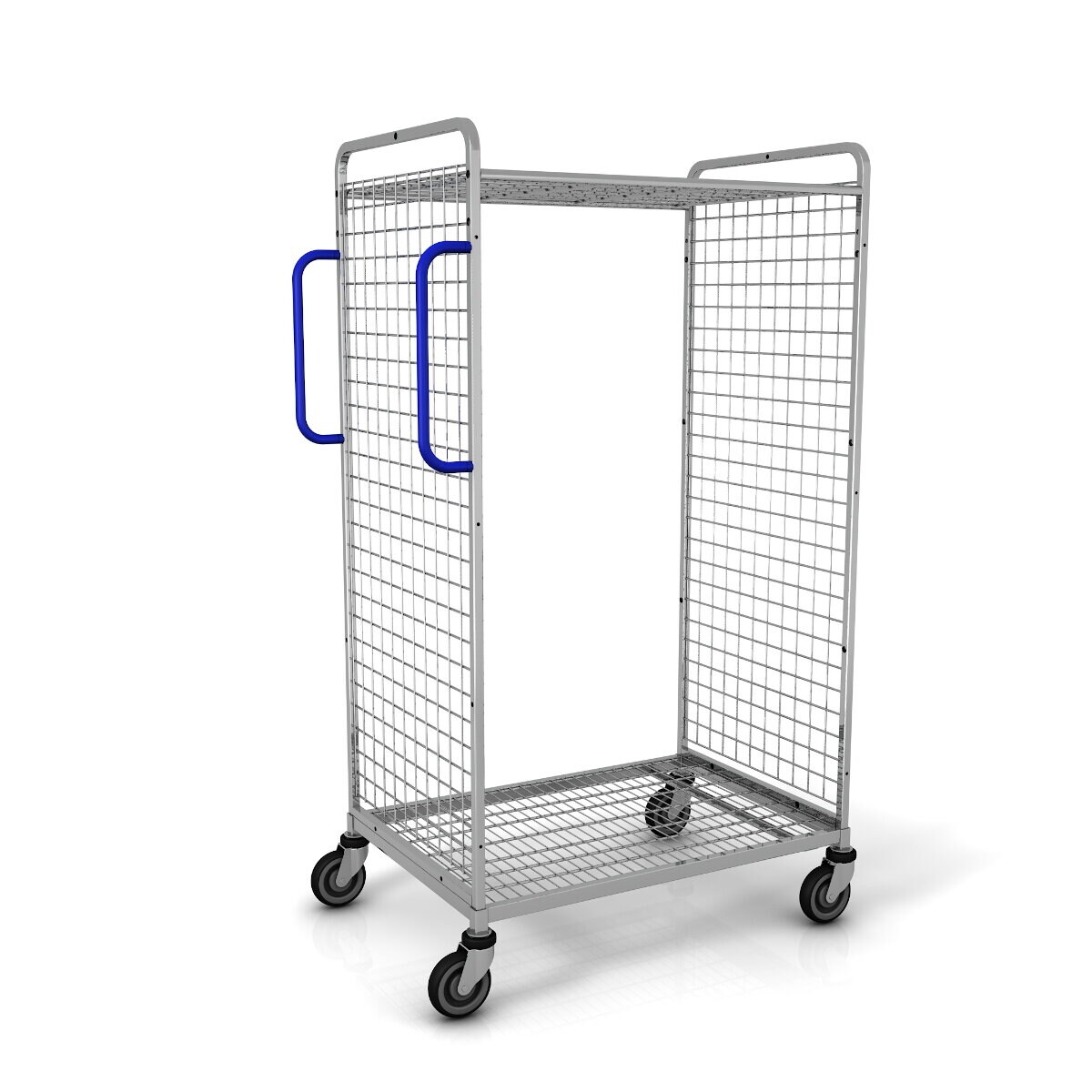Oswald Transportgeräte Kommissionierwagen L, 660 x 935 x 1.625 mm, 2-seitig, 1 Zwischenboden, Rollplatte aus Metall Image