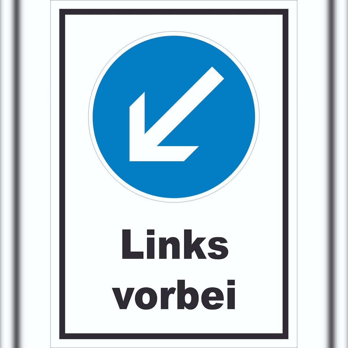 HB-Druck Schild Vorgeschriebene Vorbeifahrt links A5 Rückseite selbstklebend Image