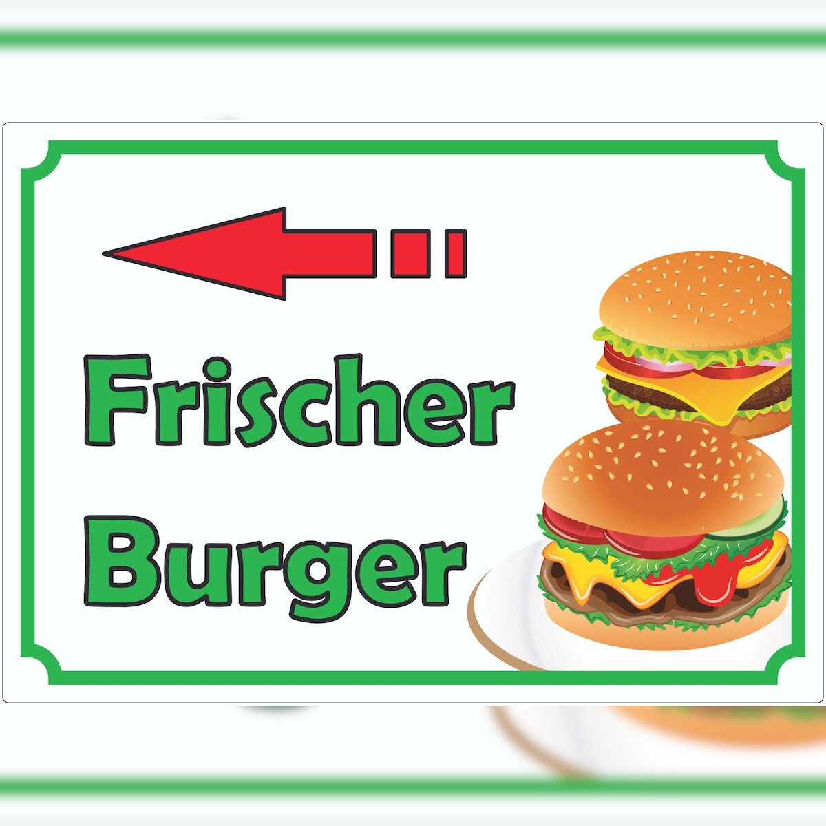 HB-Druck Frischer Burger Aufkleber mit Pfeil links A6 (105x148mm) Image