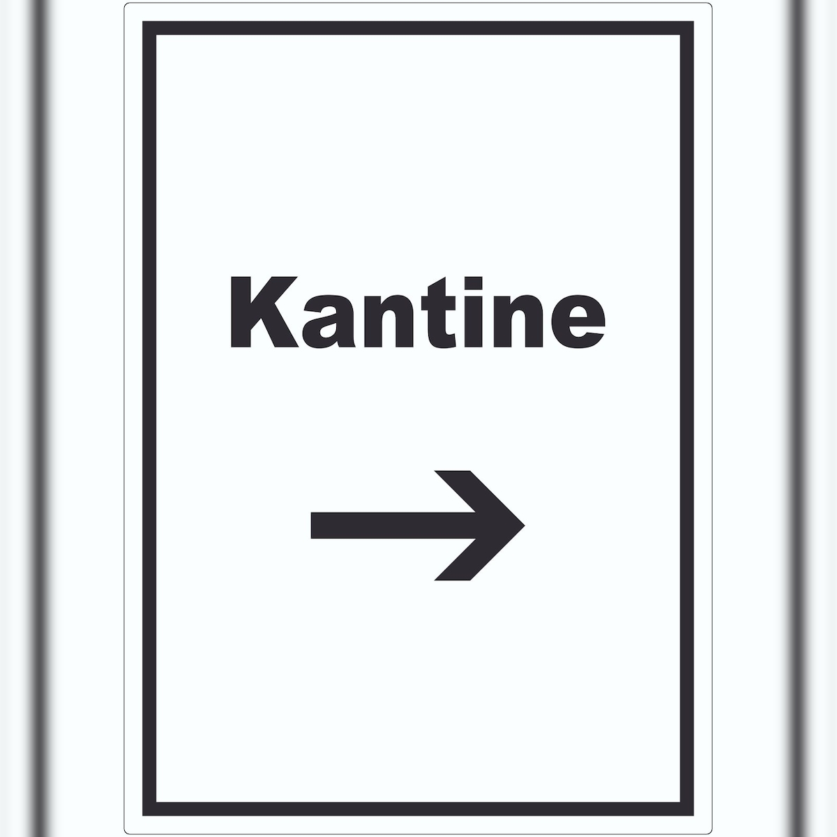 HB-Druck Kantine Aufkleber mit Text und Richtungspfeil rechts essen und trinken hochkant A4 (210x297mm) Image