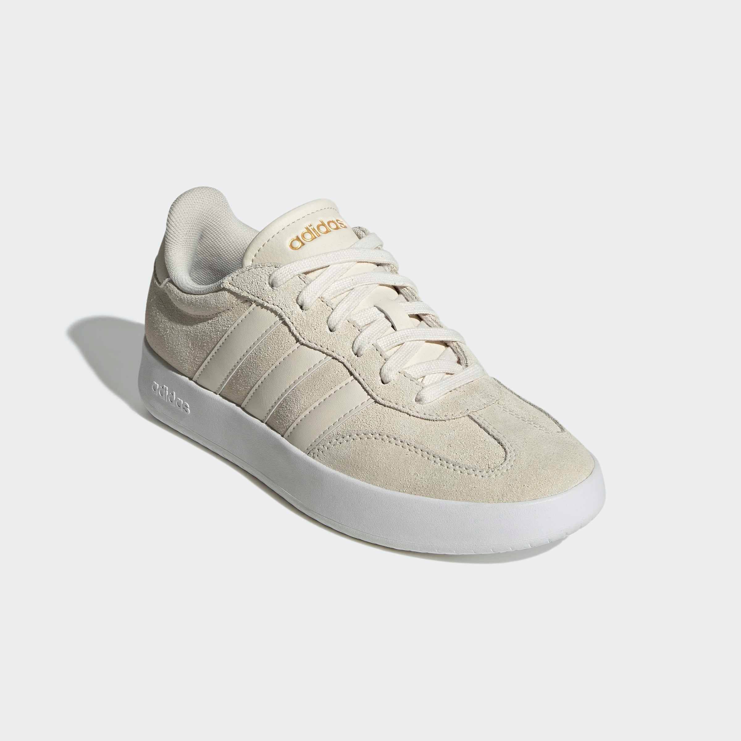 Sneaker ADIDAS SPORTSWEAR "BARREDA", Damen, Gr. 38, wonder weiß, wonder weiß, gold metallic, Leder, Synthetik, Schuhe Sneaker, Design auf den Spuren des adidas Handball Spezial