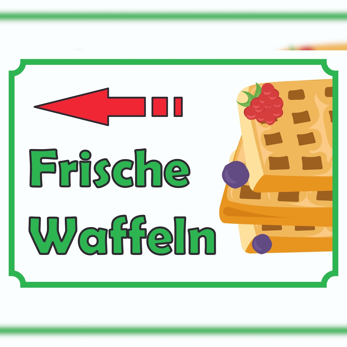 HB-Druck Frische Waffeln Schild mit Pfeil links A0 (841x1189mm) Image