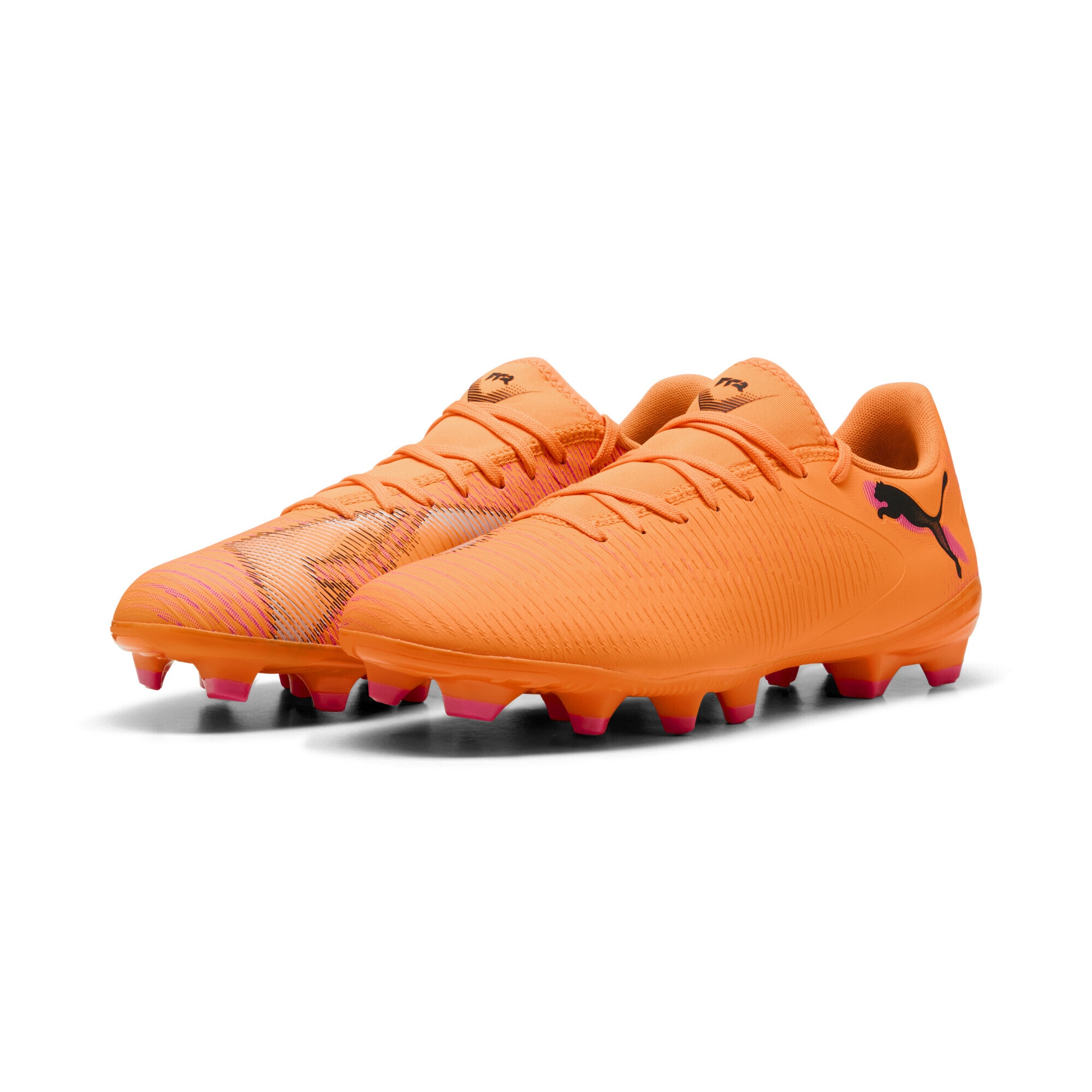 Fußballschuh PUMA "FUTURE 8 PLAY FG/AG Fußballschuhe Erwachsene", Herren, Gr. 42, heat fire schwarz ravish orange pink, Obermaterial: Synthetik; Futter: Textil; Innensohle: Textil; Laufsohle: Synthetik, Schuhe Fußballschuh