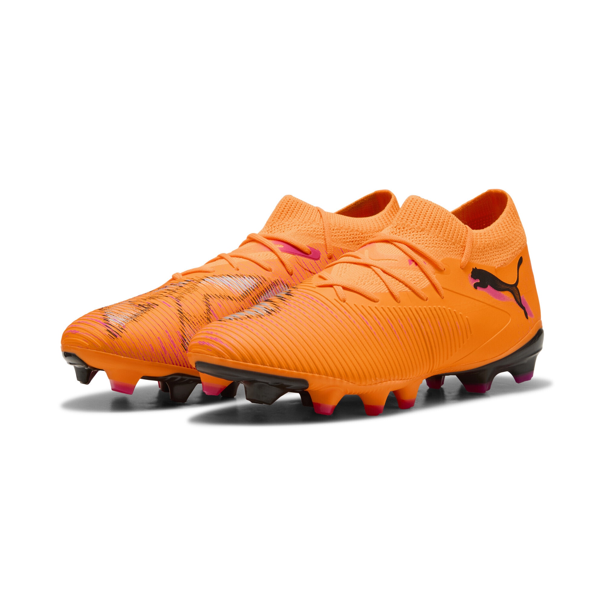 Fußballschuh PUMA "FUTURE 8 MATCH FG/AG Fußballschuhe Damen", Damen, Gr. 41, heat fire schwarz ravish orange pink, Obermaterial: Textil, Synthetik; Futter: Textil, Synthetik; Innensohle: Textil; Laufsohle: Synthetik, Schuhe Fußballschuh