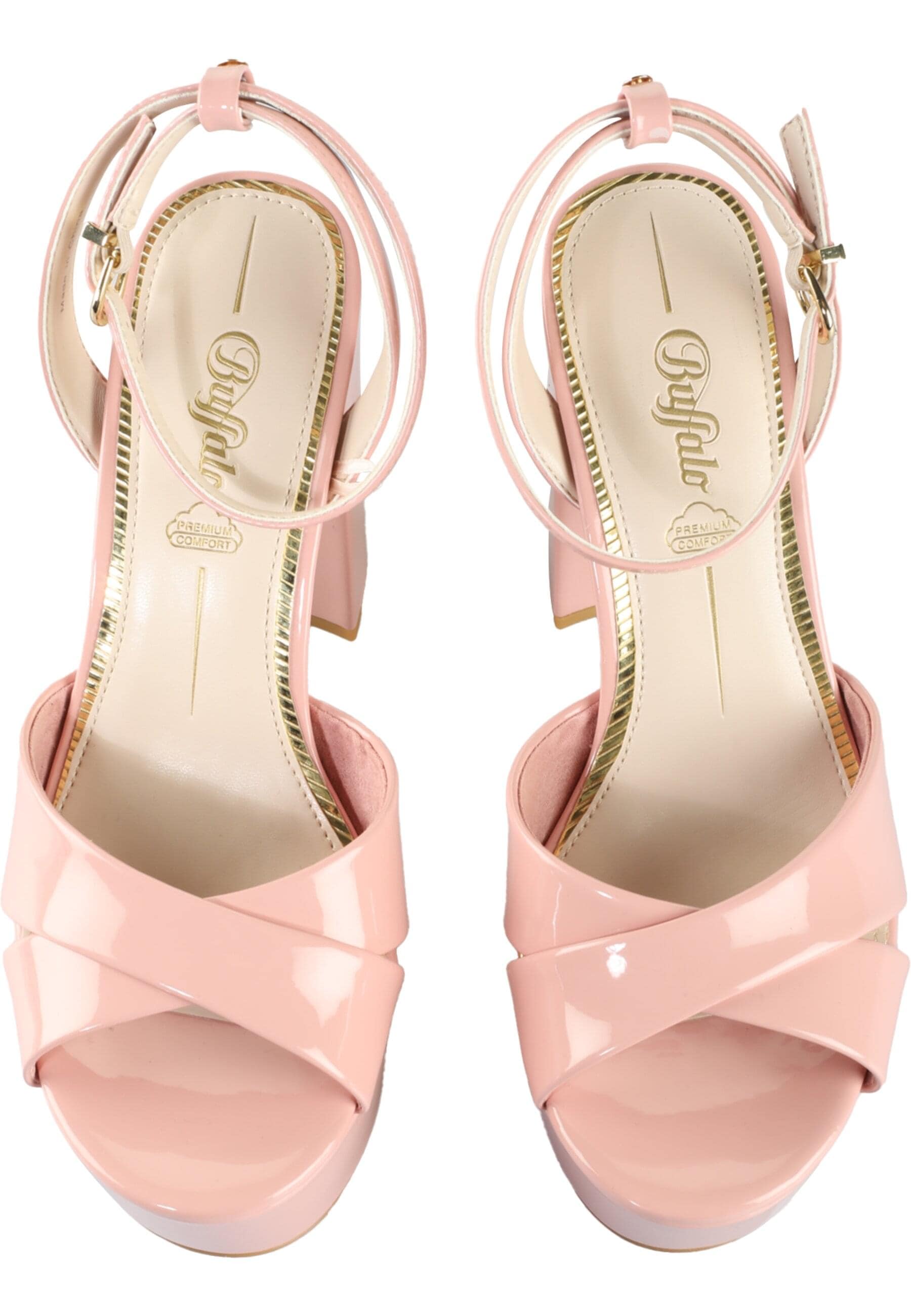 High-Heel-Pumps BUFFALO "Buffalo JESSIE CROSS", Damen, Gr. 39, blush, Polyurethan, unifarben, Schuhe