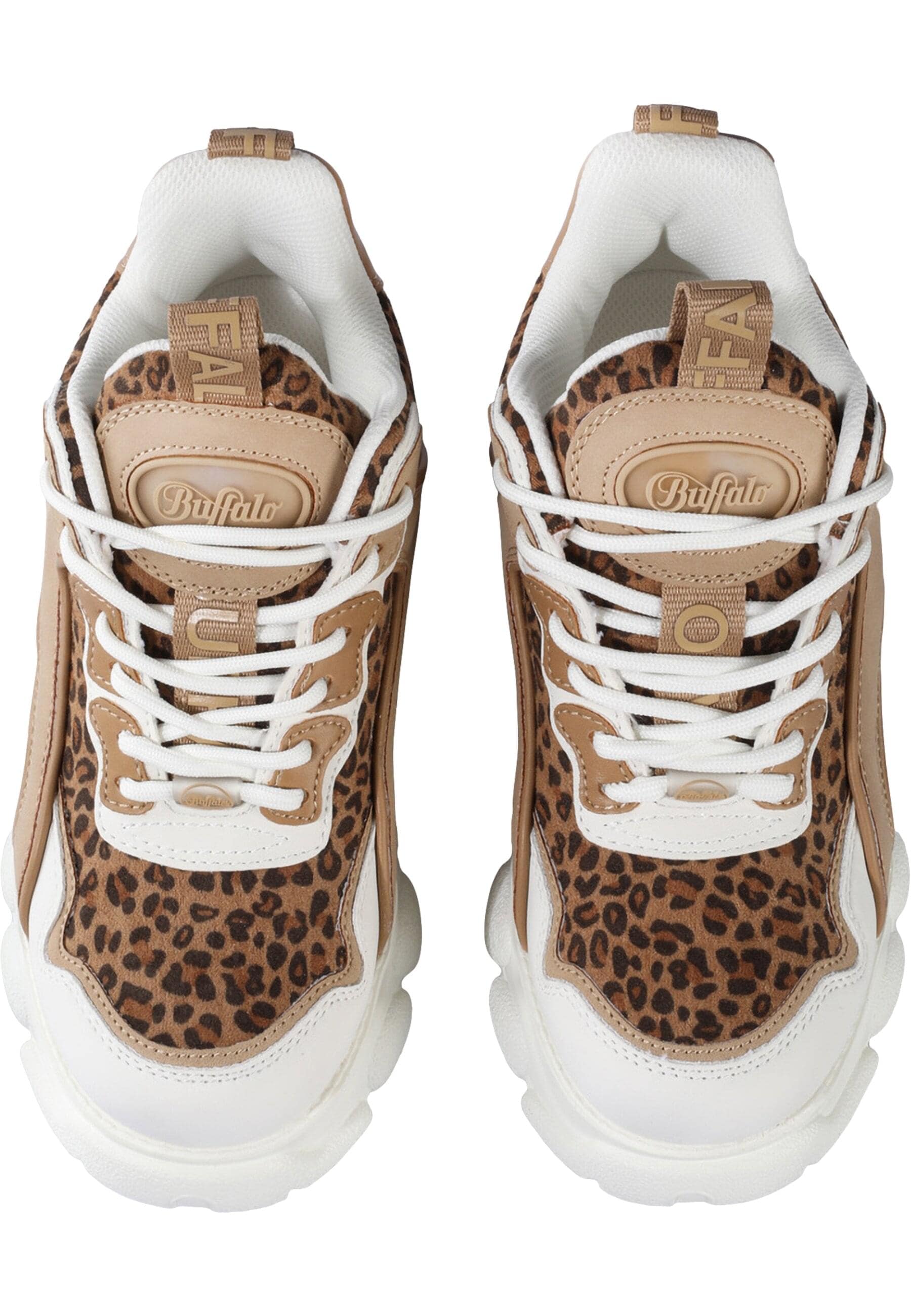 Trainingsschuh BUFFALO "Buffalo Cld Chai - Vegannubuck/ Nappa/", Damen, Gr. 40, beige, braun, leo, Polyurethan, Schuhe