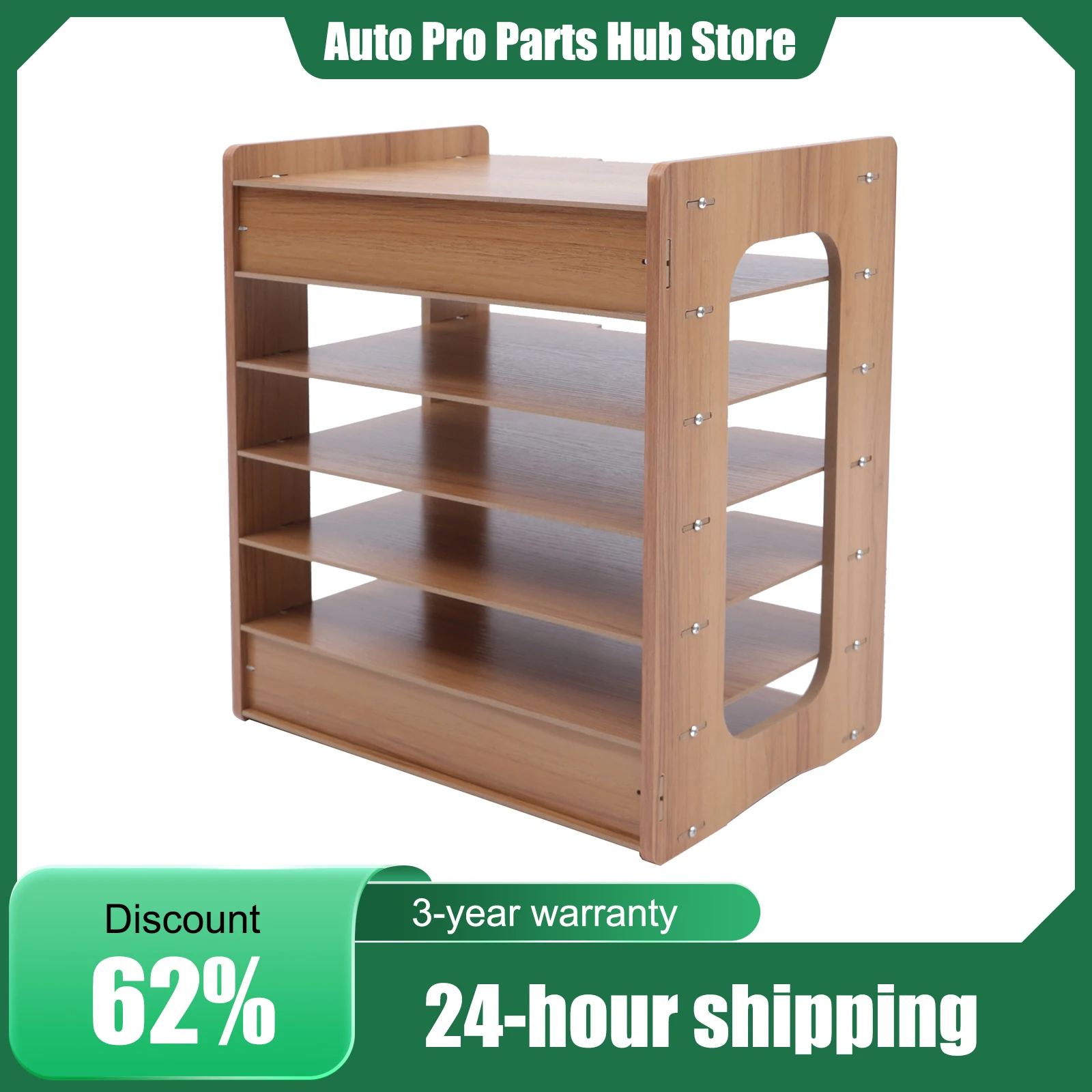 Support organisateur de fichiers de bureau à 7 niveaux, plateau de lettres en papier A4 de bureau, rangement de documents, support de rangement de magazines de bureau en bois