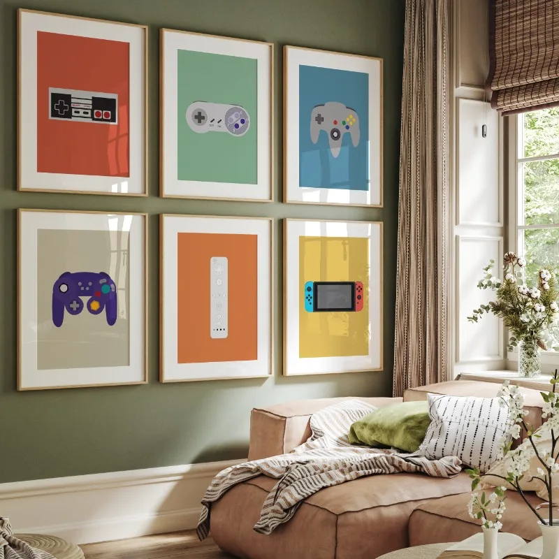 Minimalist Video Game Poster Modern Cartoon Controller GamePad Prints Canvas Painting Wall Art for Game Room Decor Gaming Gifts