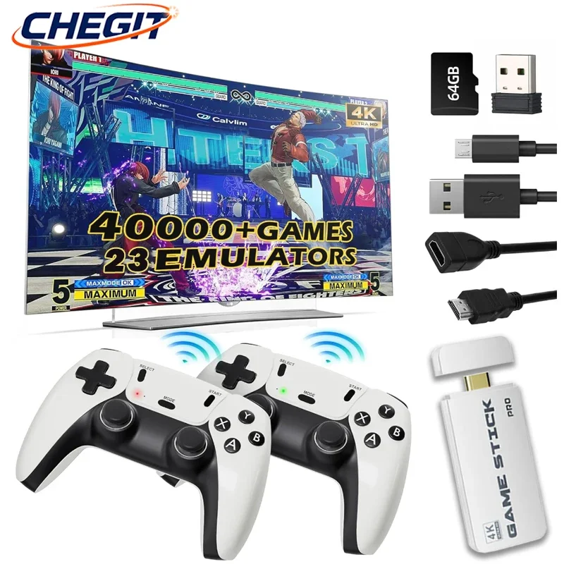 M15 4K TV Game Stick Retro Video Game Console with 64GB/Built in 3/40000+ Games 23+ Simulators 2.4G Wireless Controller Plug & P