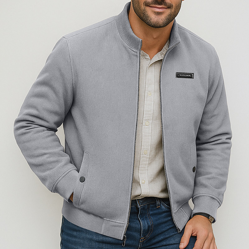 Men's Lightweight Jacket Formal Home Comfy Pocket Minimalist Spring Autumn / Fall Solid Color Neutral Sports Outdoors Stand Collar Regular Black Green Khaki Gray Jacket