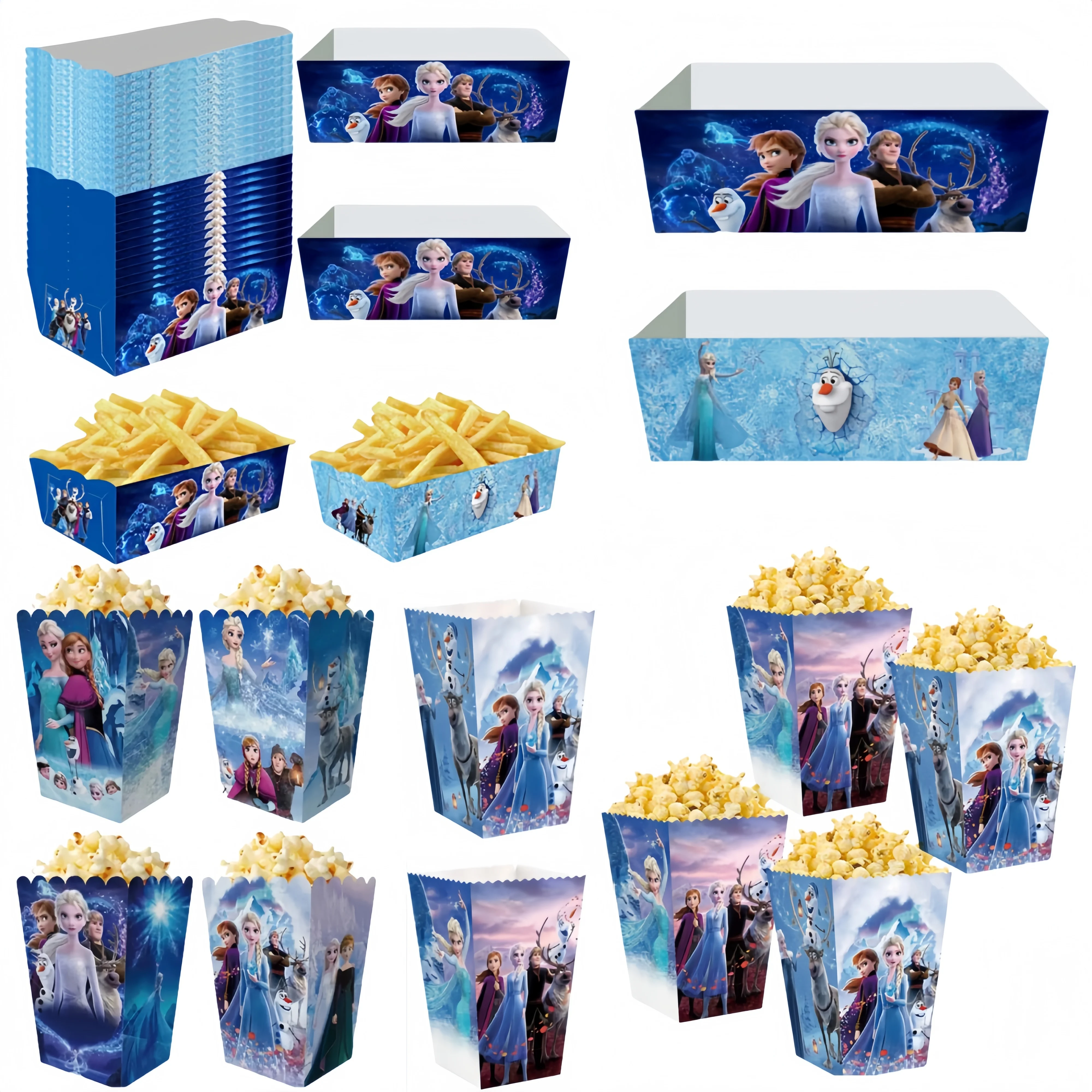 Frozen French Fry Box Princess Party Tableware Anna Elsa Candy Snack Popcorn Box Kid Birthday Party Supplie Party Favors
